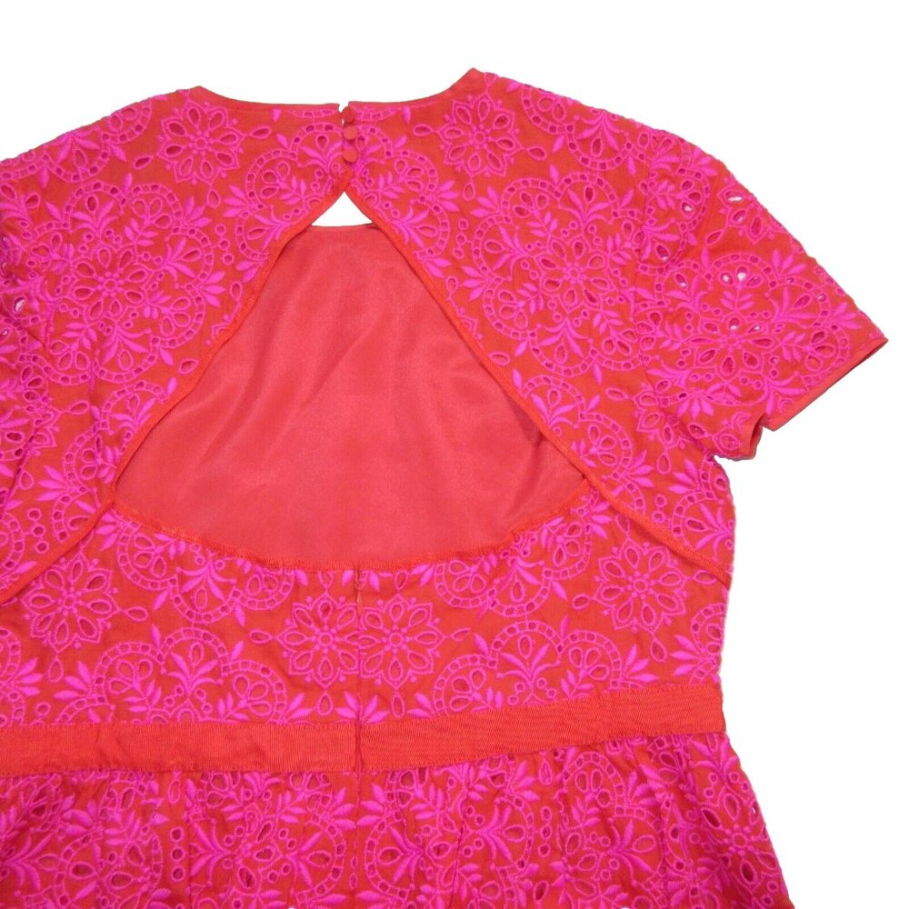 NWT J.Crew Short-sleeve Maxi in Sunset Fuchsia Eyelet Back Cutout Dress 14 - Picture 7 of 12